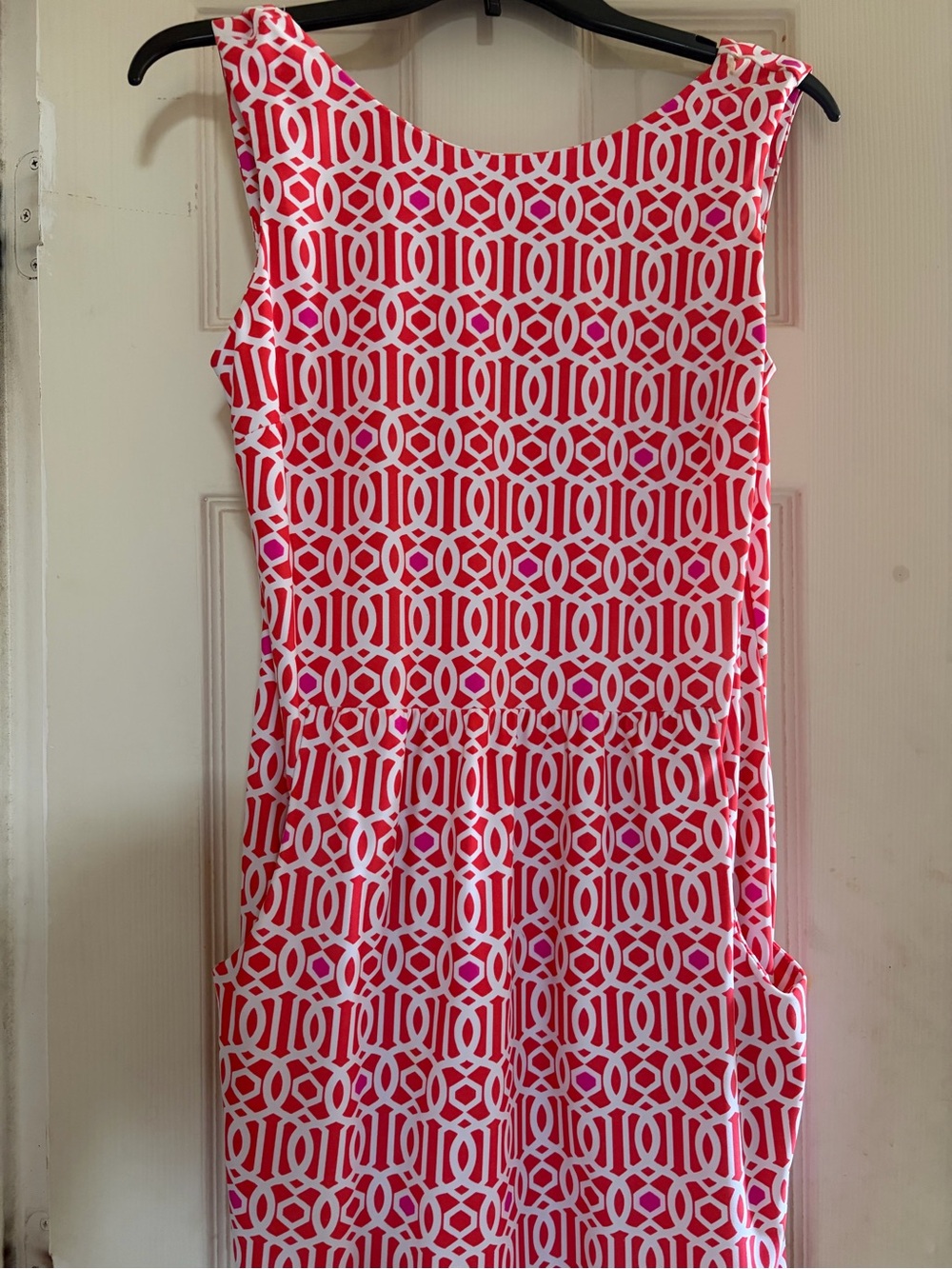 Jude Connally Pink and White Geometric Sleeveless Dress